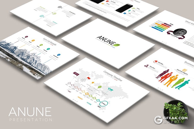 30页多色搭配设计国外简约商务PPT模板 - 顶尖PPT