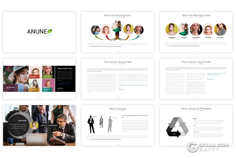 30页多色搭配设计国外简约商务PPT模板 - 顶尖PPT