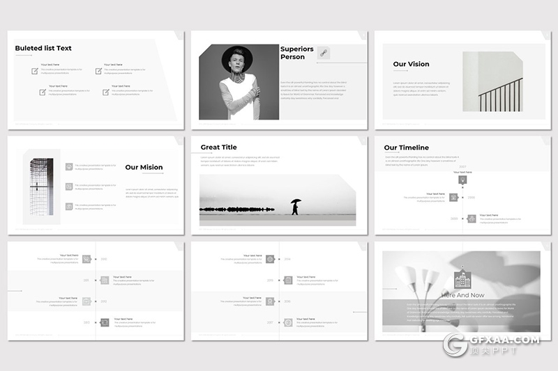 30页国外极简风格个人简历工作历程介绍ppt模板 - 顶尖PPT