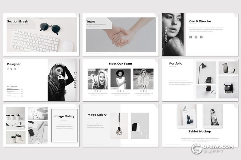 30页国外极简风格个人简历工作历程介绍ppt模板 - 顶尖PPT