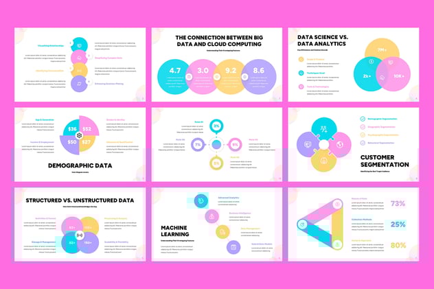 彩色文氏图维恩图数据可视化PPT模板 - 顶尖PPT