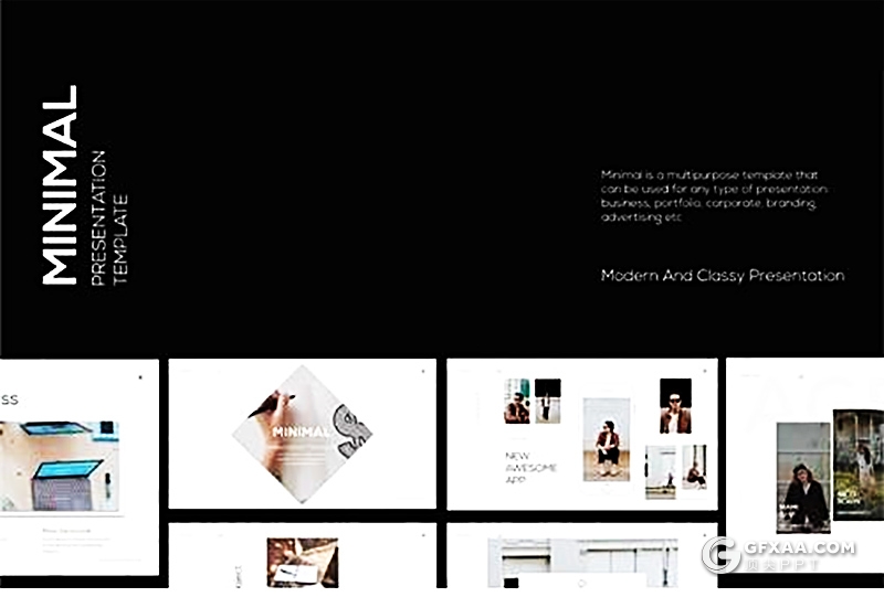 55页极简文艺风格图片展示Google slides模板 - 顶尖PPT