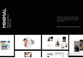 55页极简文艺风格图片展示ppt模板 - 顶尖PPT