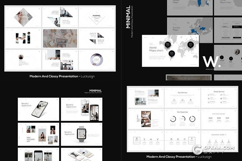 55页极简文艺风格图片展示Google slides模板 - 顶尖PPT