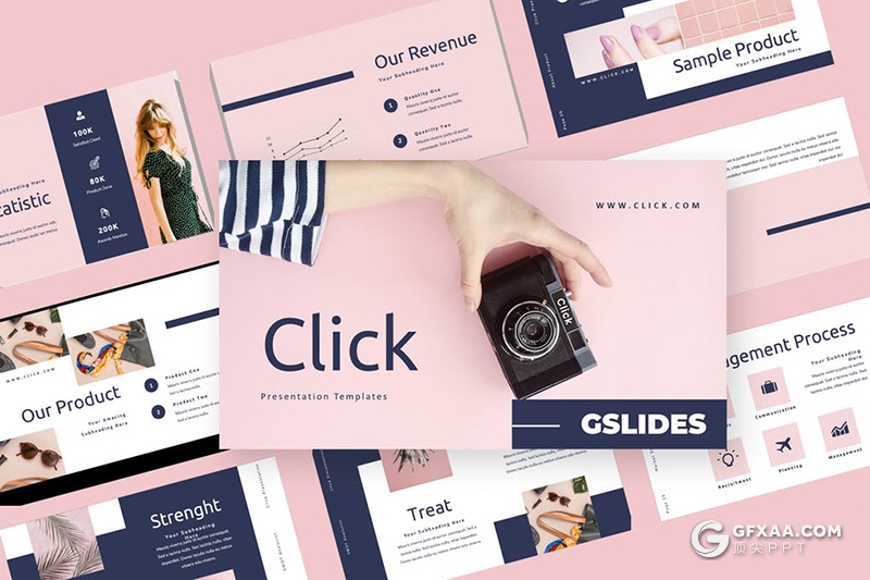 40页扁平化文艺唯美小清新风格Google slides模板 - 顶尖PPT