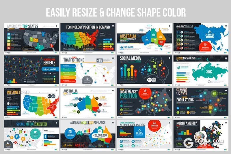 269页国外史诗级商务PPT模板30种主题配色3种尺寸2500+个矢量icon图标 - 顶尖PPT