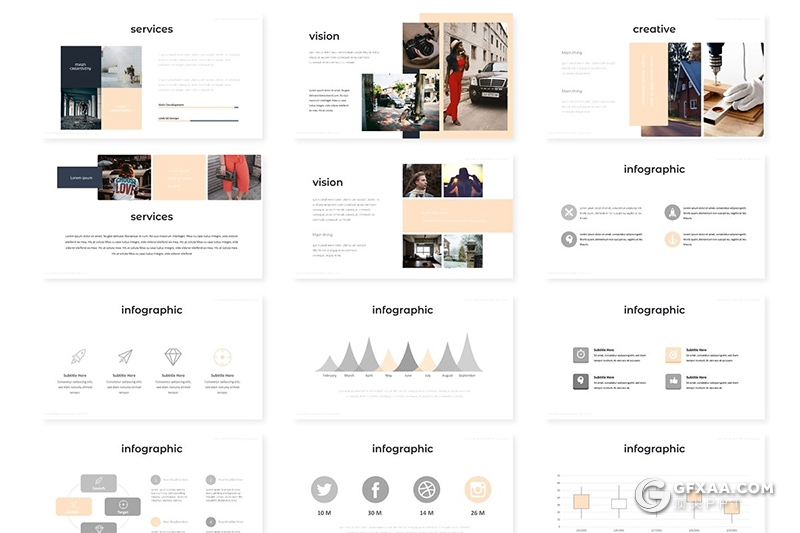 30页国外扁平化简约风格个人简历ppt模板 5种主题配色 - 顶尖PPT