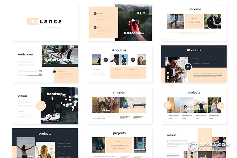 30页国外扁平化简约风格个人简历ppt模板 5种主题配色 - 顶尖PPT