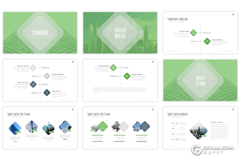 30页5种配色地产行业工作总结汇报Google slides模板 - 顶尖PPT