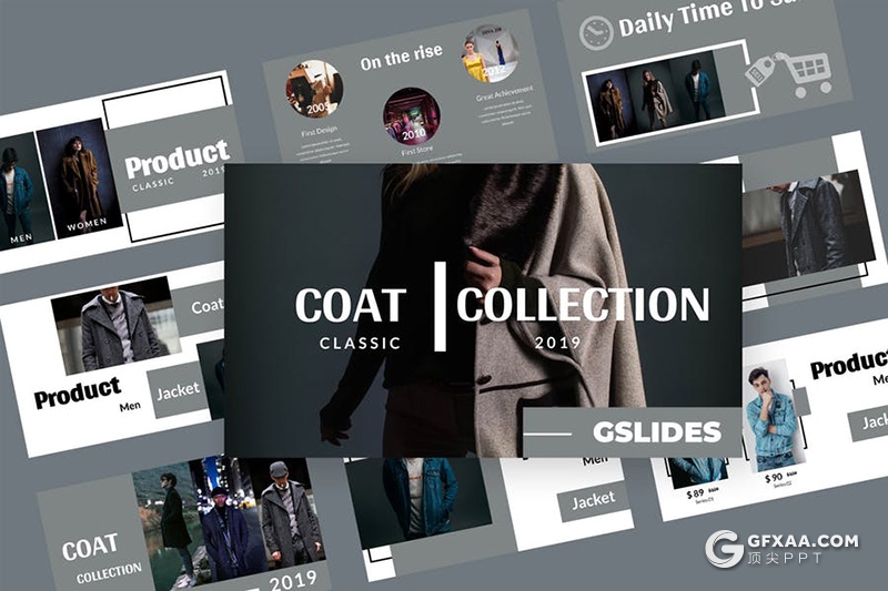 40页时尚杂志风格模特摄影展示Google slides模板 - 顶尖PPT