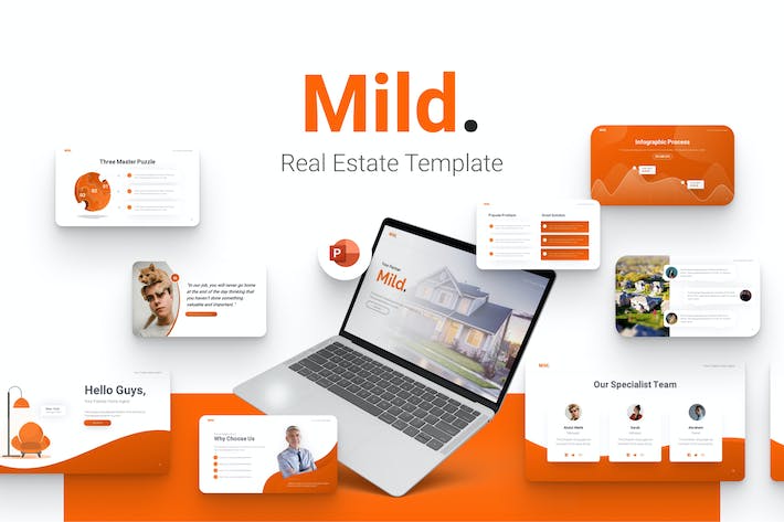 橙色温馨房地产主题PPT模板 - 顶尖PPT