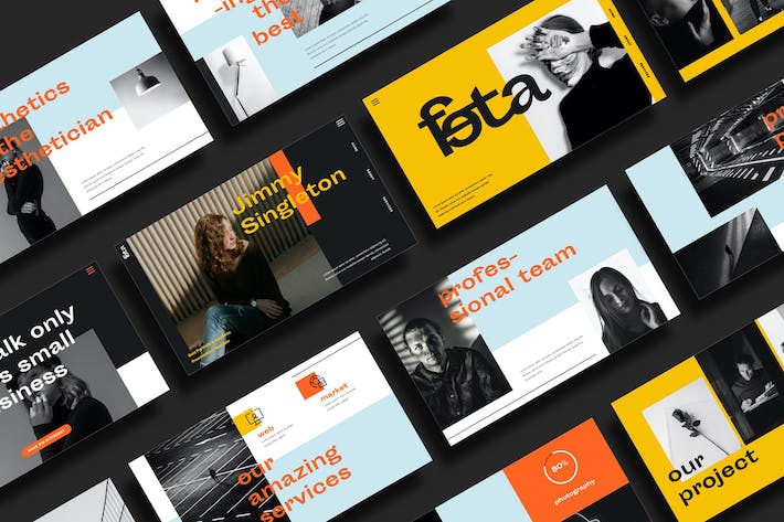 粗体风格公文包作品展示PPT模板 - 顶尖PPT