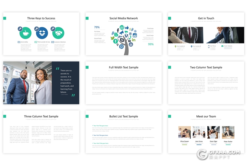 36页扁平化是企业商务工作总结汇报keynote模板 - 顶尖PPT