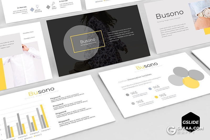 30页国外扁平化商务多用途Google slides模板 5种配色 - 顶尖PPT