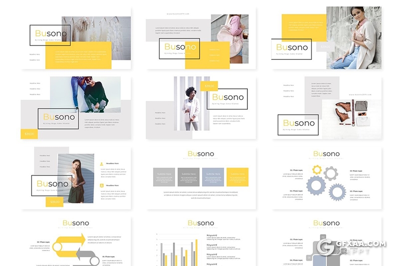 30页国外扁平化商务多用途ppt模板 5种配色 - 顶尖PPT