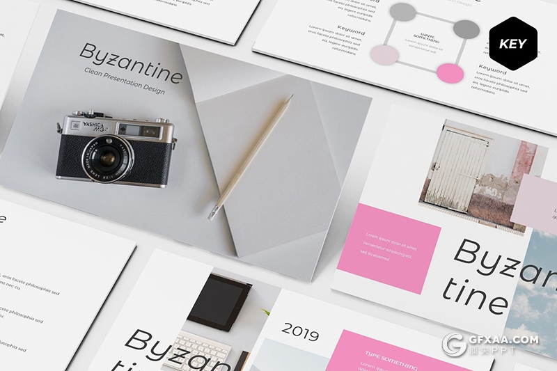 30页5种配色扁平化极简文艺风格keynote模板 - 顶尖PPT