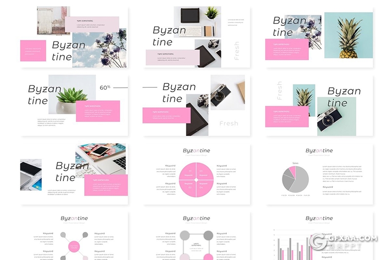 30页5种配色扁平化极简文艺风格ppt模板 - 顶尖PPT