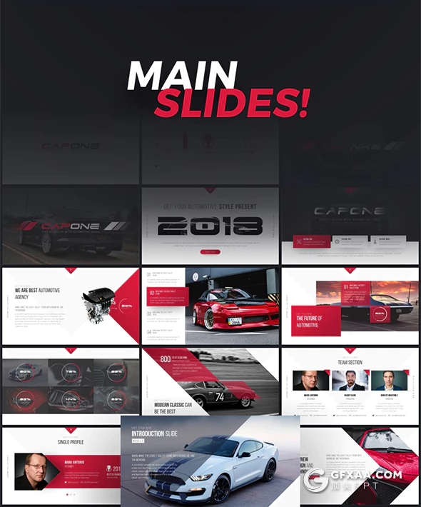 60页国外高端汽车行业介绍展示分析PPT模板 11种主题配色 - 顶尖PPT