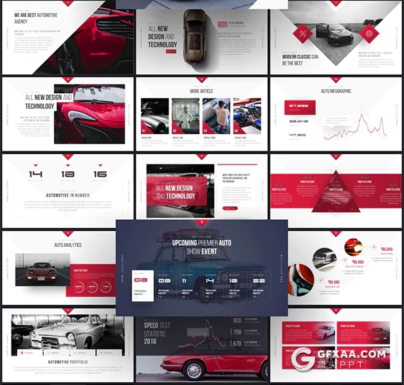 60页国外高端汽车行业介绍展示分析PPT模板 11种主题配色 - 顶尖PPT