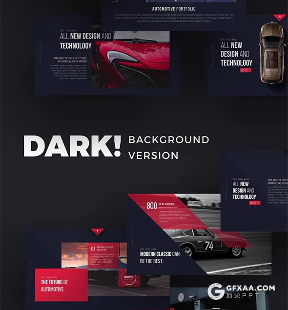 60页国外高端汽车行业介绍展示分析PPT模板 11种主题配色 - 顶尖PPT