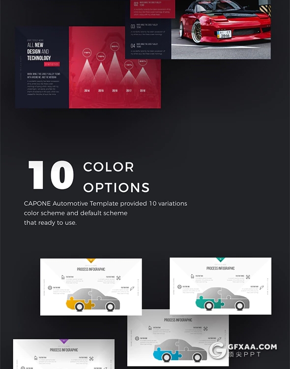 60页国外高端汽车行业介绍展示分析PPT模板 11种主题配色 - 顶尖PPT
