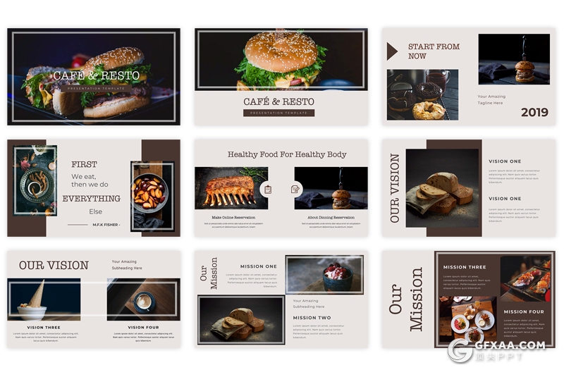 40页简约风格西式餐饮美食介绍展示PPT模板 - 顶尖PPT