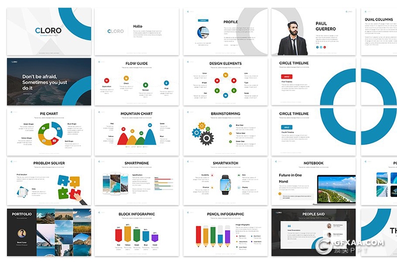 30页国外商务风格keynote模板多种色彩搭配设计 - 顶尖PPT