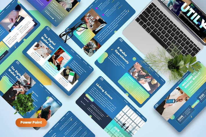 数字钱包支付应用实用工具PPT模板 - 顶尖PPT