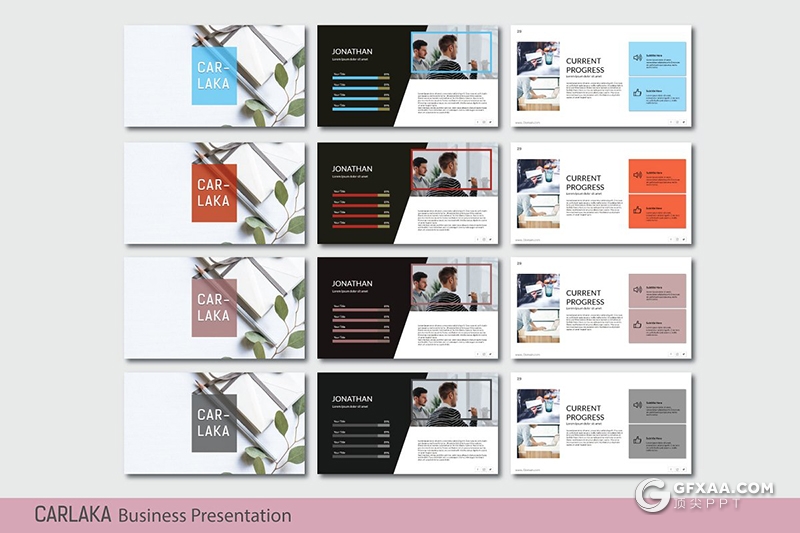 67页5种主题配色扁平化简约商务风格PPT模板 - 顶尖PPT