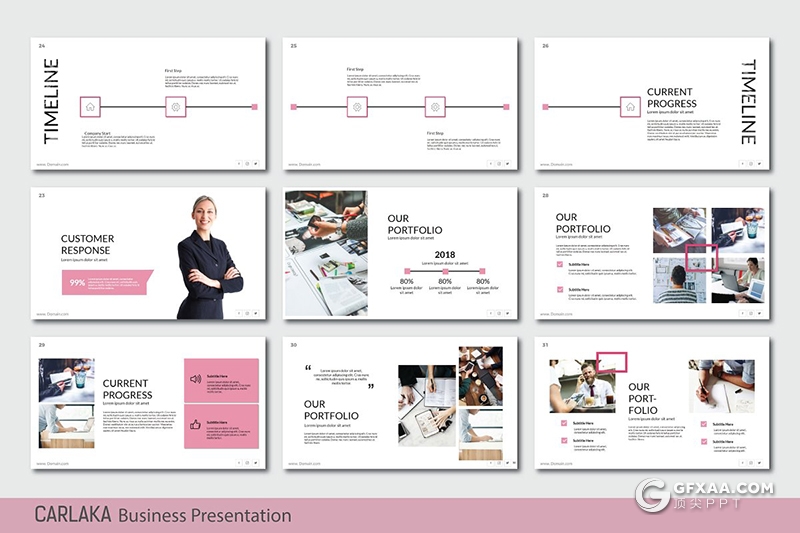 67页5种主题配色扁平化简约商务风格PPT模板 - 顶尖PPT