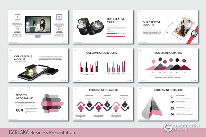 67页5种主题配色扁平化简约商务风格PPT模板 - 顶尖PPT