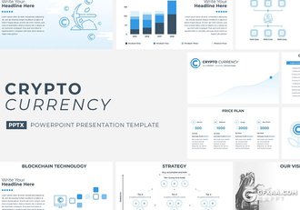 52页扁平化图形设计数字虚拟货币介绍展示PPT模板 5种主题配色 - 顶尖PPT
