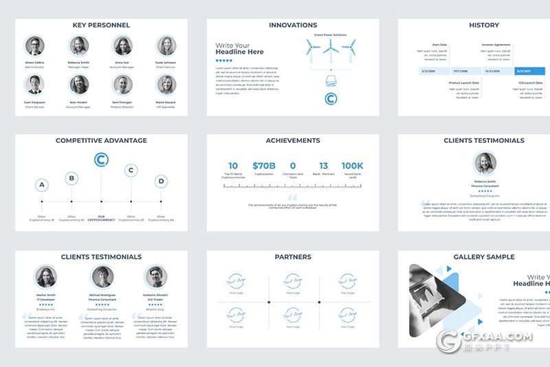 52页扁平化图形设计数字虚拟货币介绍展示PPT模板 5种主题配色 - 顶尖PPT