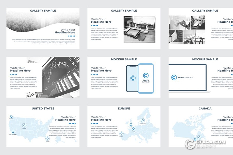 52页扁平化图形设计数字虚拟货币介绍展示PPT模板 5种主题配色 - 顶尖PPT