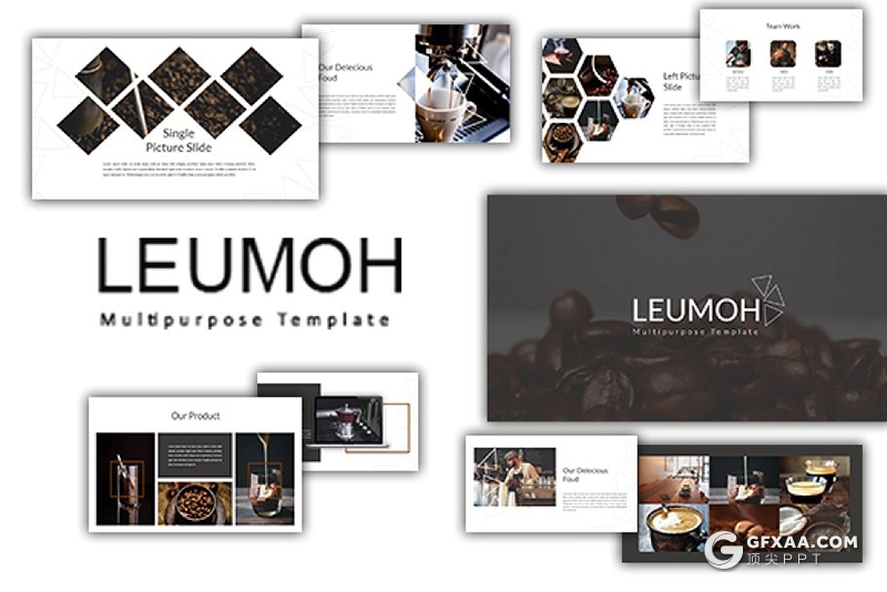 75页简约风格咖啡产品介绍展示PPT模板 - 顶尖PPT