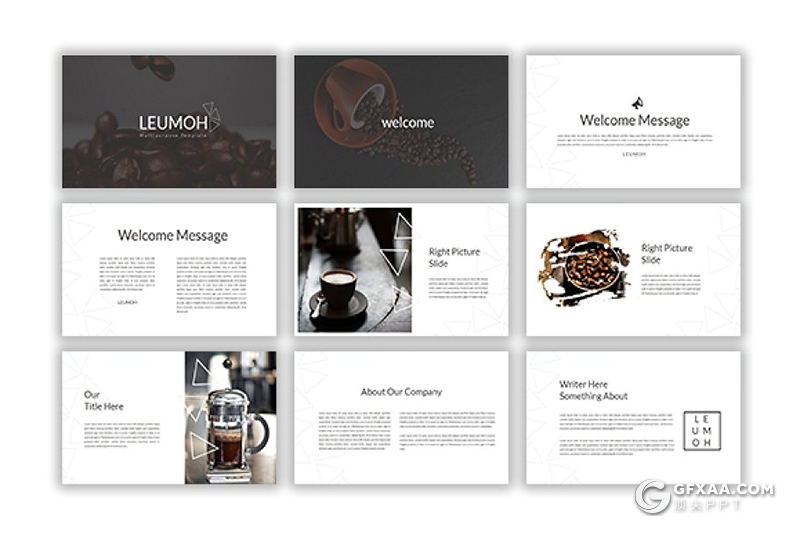 75页简约风格咖啡产品介绍展示PPT模板 - 顶尖PPT