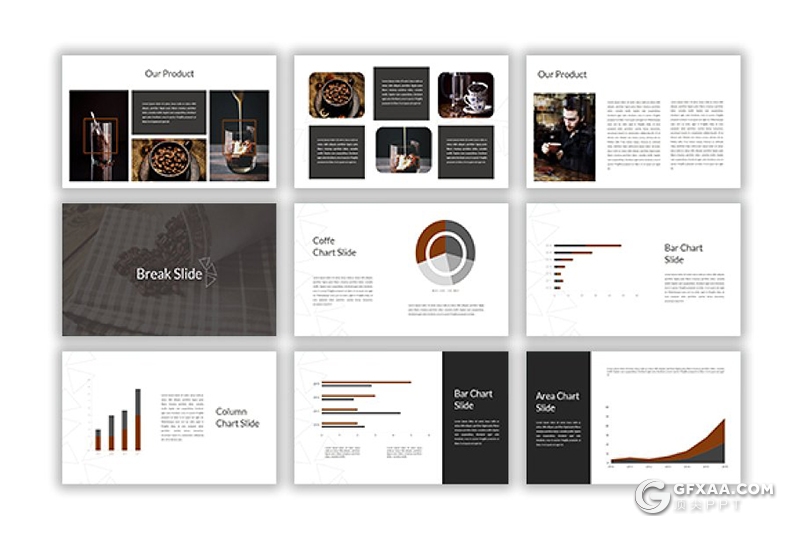 75页简约风格咖啡产品介绍展示PPT模板 - 顶尖PPT