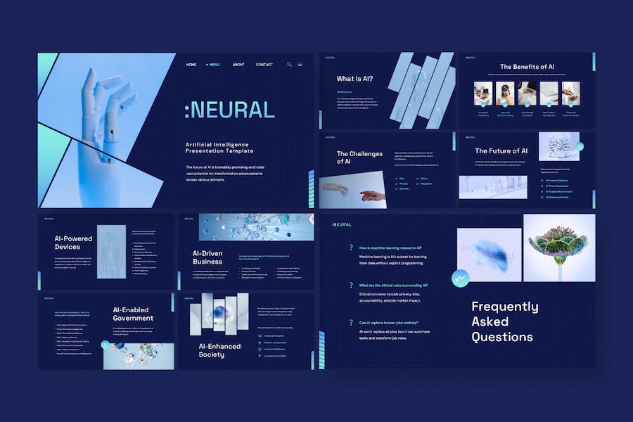 神经人工智能技术讲述知识传播方案Keynote模板 - 顶尖PPT