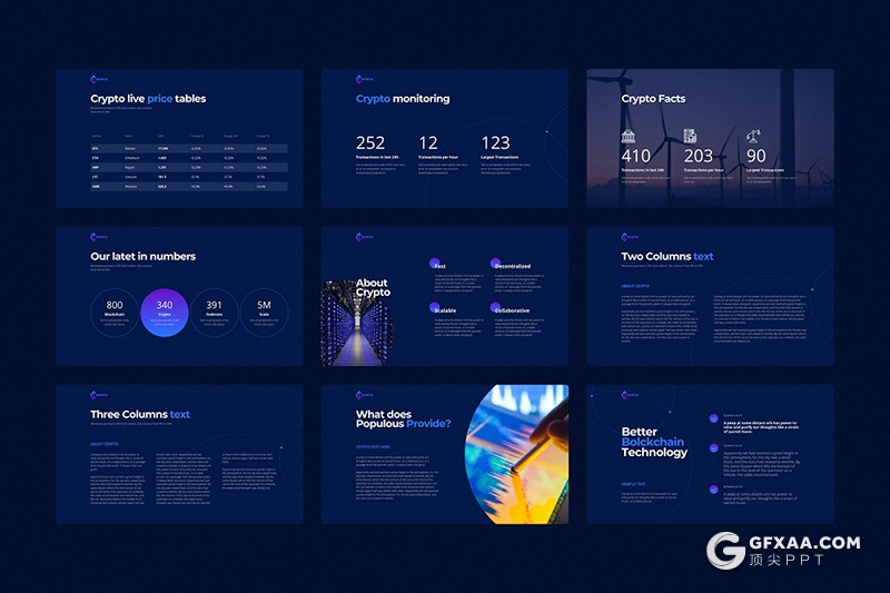 122页深蓝色科技创意线性图形高端商务PPT模板 - 顶尖PPT