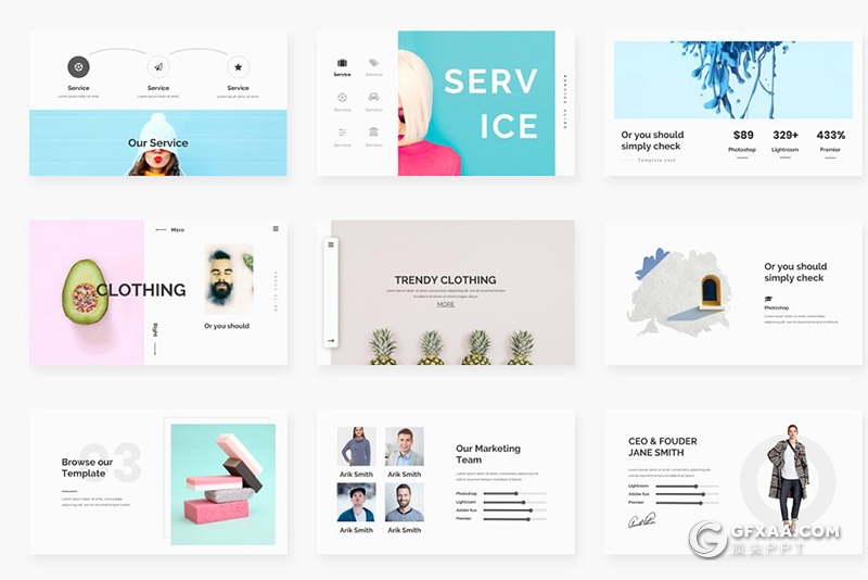 108页简约文艺流行风格PPT模板 - 顶尖PPT