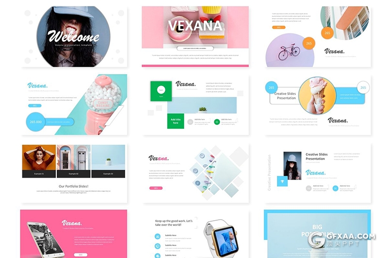 30页多色搭配设计欧美商务多用途Google slides模板 - 顶尖PPT