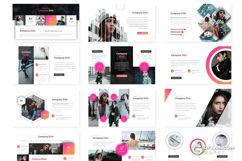 30页5种配色精美时尚流行风格Google slides模板 - 顶尖PPT