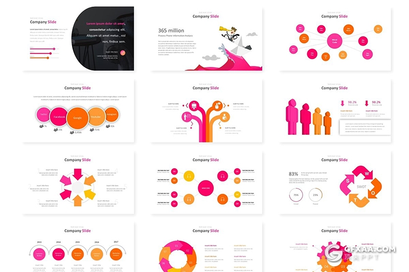 30页5种配色精美时尚流行风格Google slides模板 - 顶尖PPT