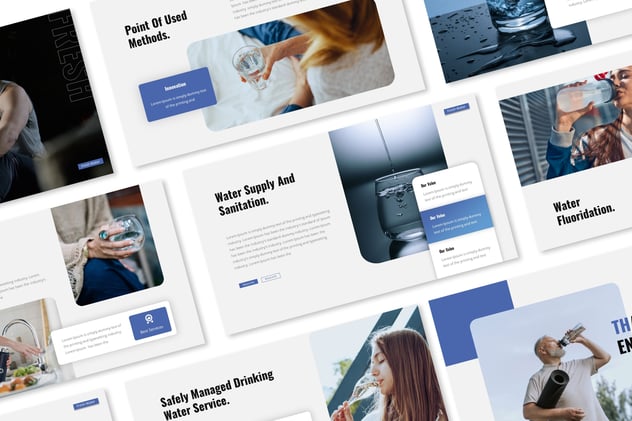 饮用水纯净水主题keynote模板 - 顶尖PPT