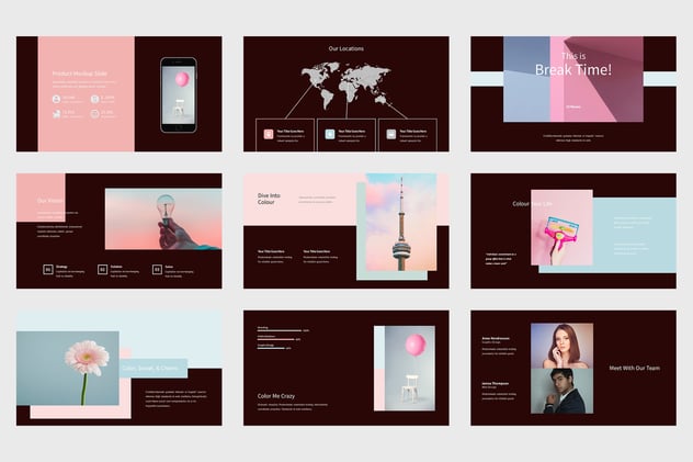 柔和色彩简约文艺欧式PPT模板 - 顶尖PPT