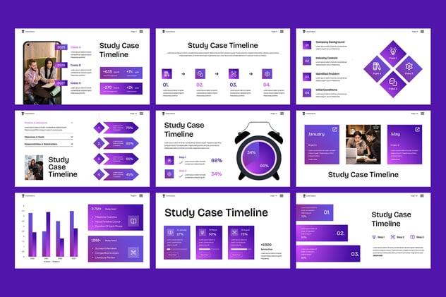 专业研究案例时间线Keynote模板 - 顶尖PPT