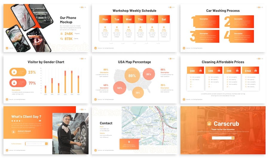 汽车维修洗车服务PPT模板 - 顶尖PPT