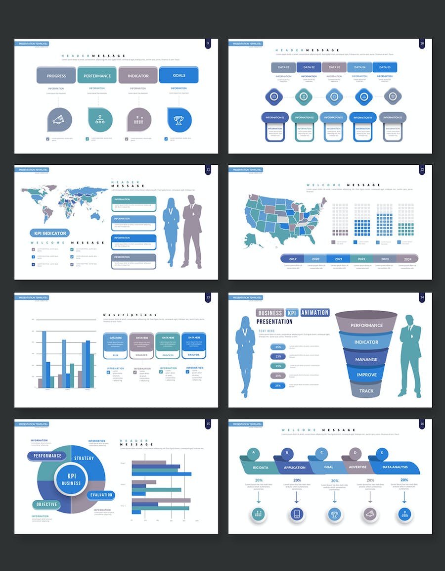KPI性能指标商业融资报告PPT模板 - 顶尖PPT