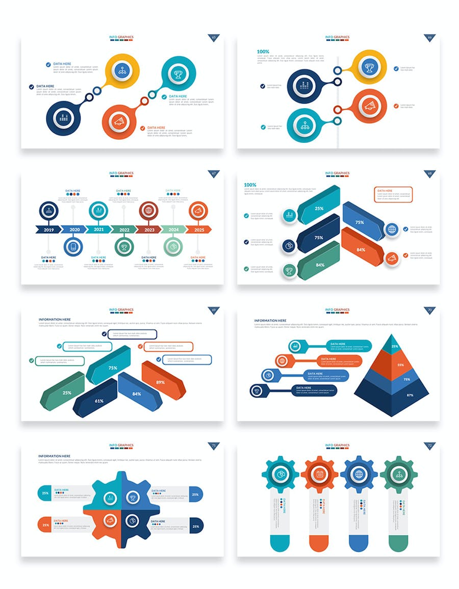 企业商务数据分析标签式信息图表keynote模板 - 顶尖PPT