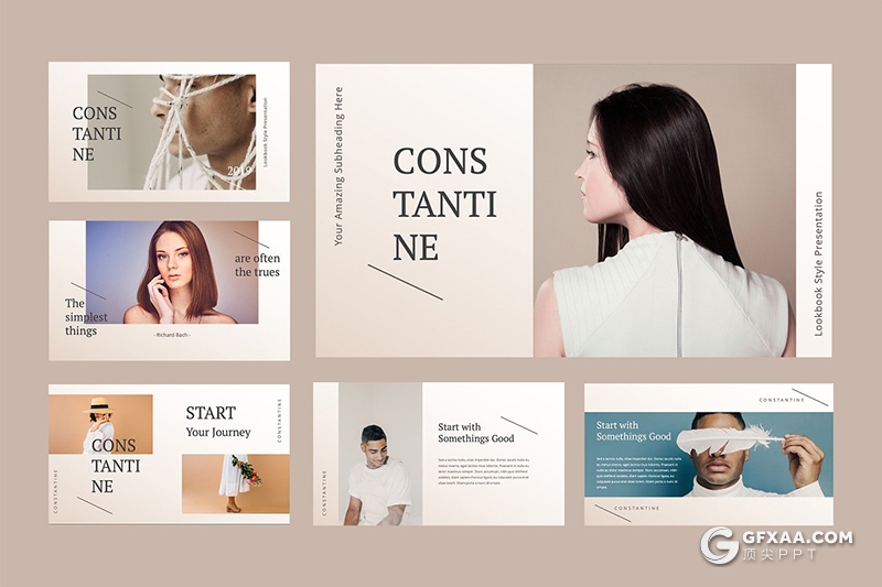 50页极简时尚文艺唯美风格ppt模板 - 顶尖PPT